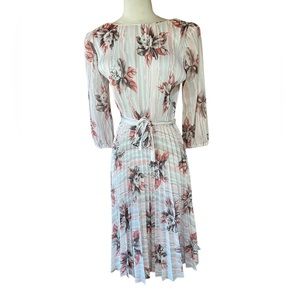 NWT 1970s M.C.S. Ltd. Floral, Pleated Career Dress